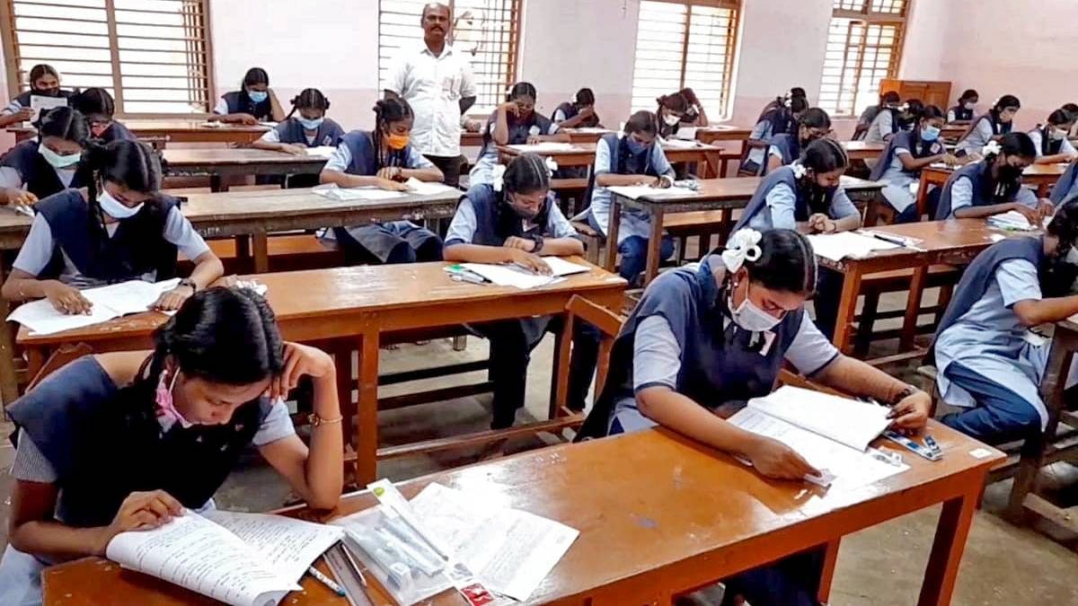 File photo of students appearing for Class 12 board exam at an examination centre in Puducherry | ANI