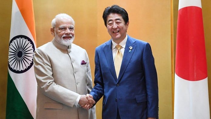 Prime Minister Narendra Modi in a bilateral meeting with former Japan's PM Shinzo Abe in Osaka, on 2019 | ANI file image