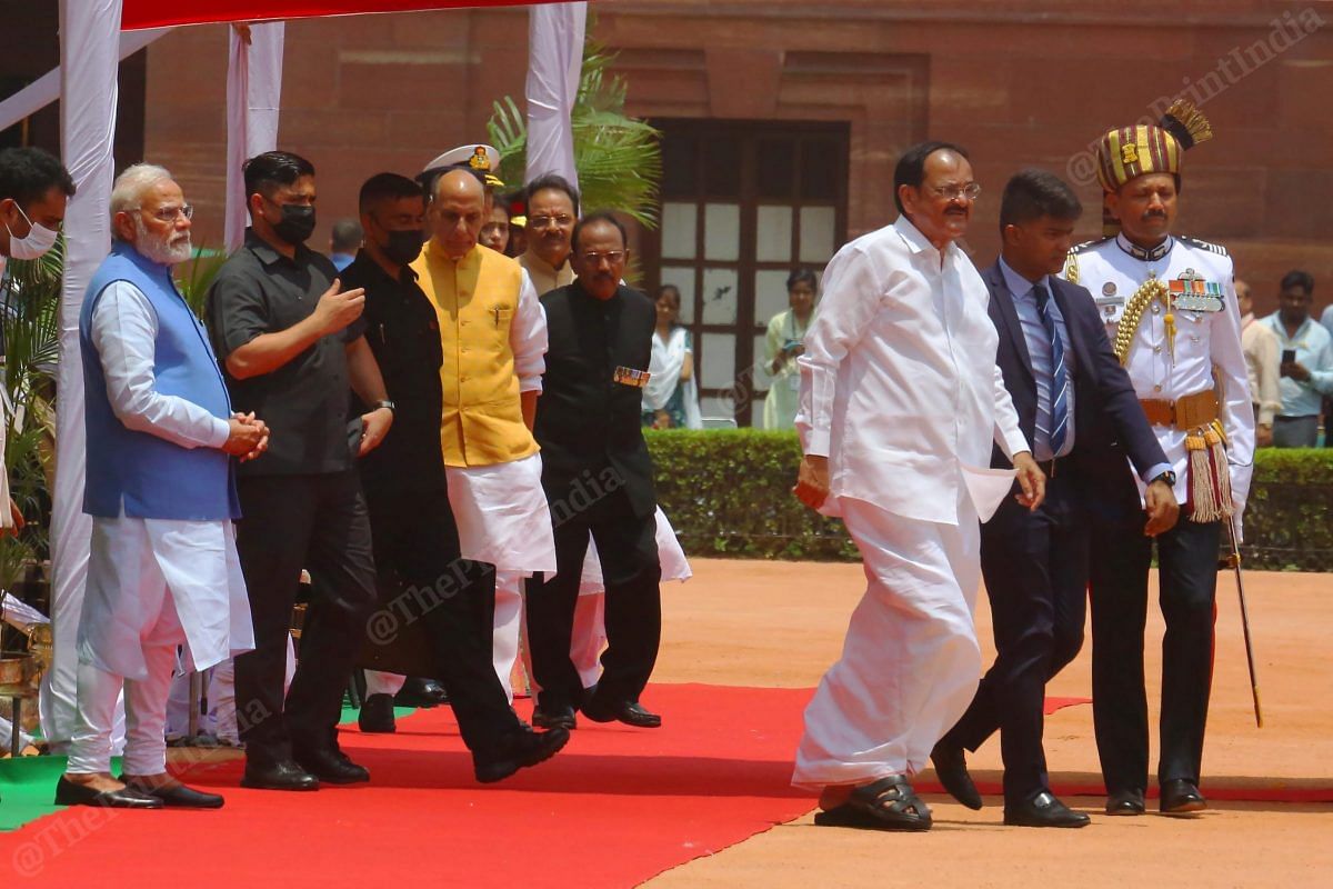 Naidu leaves after attending the function | Photo: Praveen Jain | ThePrint