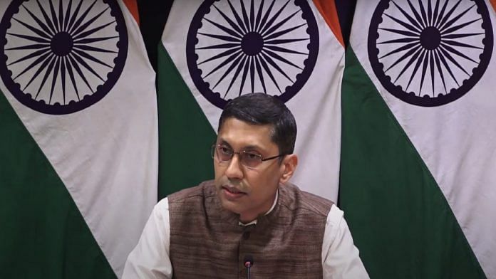 MEA spokesperson Arindam Bagchi addressing the press Thursday | YouTube @Ministry of External Affairs, India