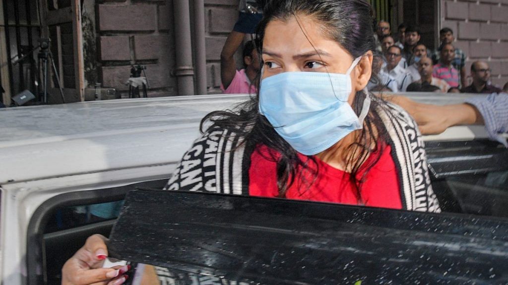 Arpita Mukherjee is brought to a court in Kolkata on Sunday after she was arrested by the ED in connection with its probe into the teachers’ recruitment scam | PTI