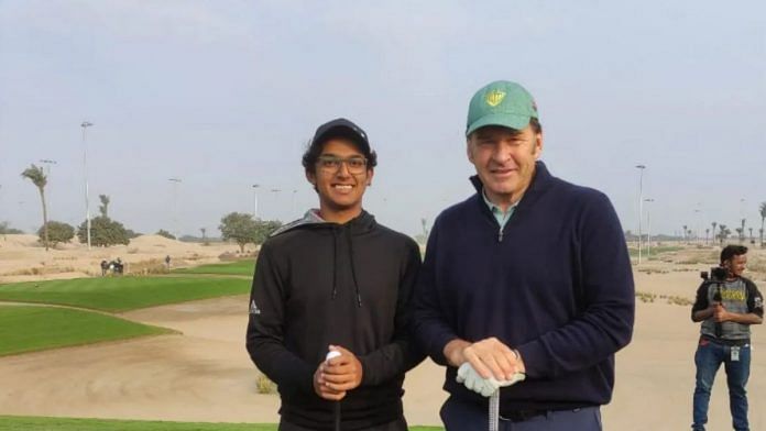 Omar Khalid with Sir Nick Faldo | Instagram: @oks.golf