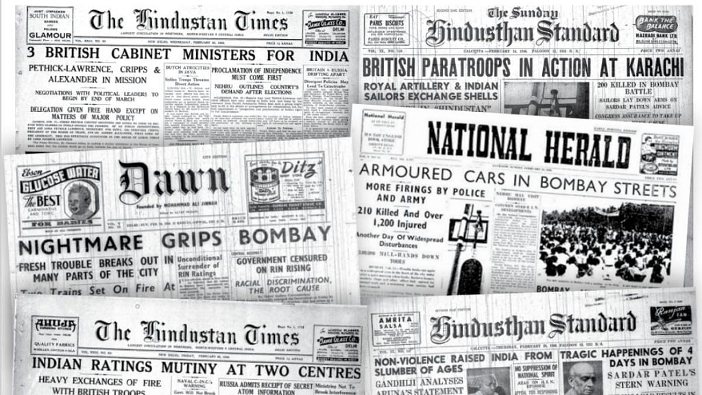 Newspapers announcing the Naval Mutiny of 1946 | Credits: 1946 Last War of Independence by Pramod Kapoor, published by Roli Books