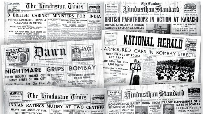 Newspapers announcing the Naval Mutiny of 1946 | Credits: 1946 Last War of Independence by Pramod Kapoor, published by Roli Books