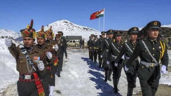 File photo of Indian and Chinese military officers arriving for talks | PTI