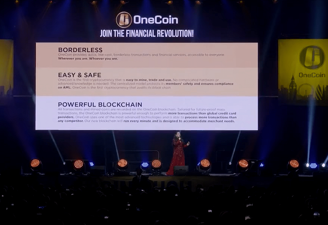 Ruja Ignatova during the event in 2016 | Youtub @OneCoin