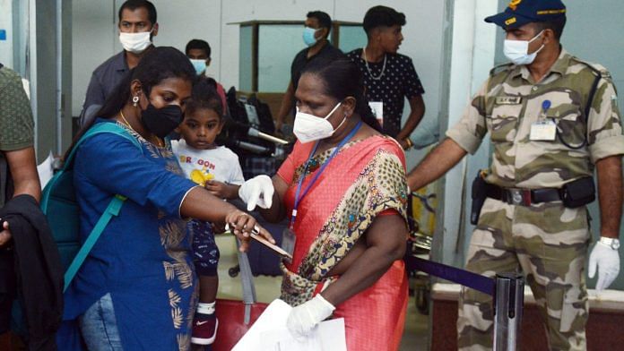A passenger undergoes monkeypox screening at the Chennai International Airport, on 16 July 2022 | ANI photo