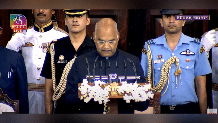 President Ramnath Kovind during his farewell address | Sansad TV | ANI Twitter