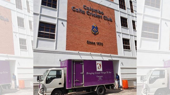 A lorry arrives at Colts Cricket Club to deliver food and other essentials to players | Regina Mihindulkulasuriya | ThePrint