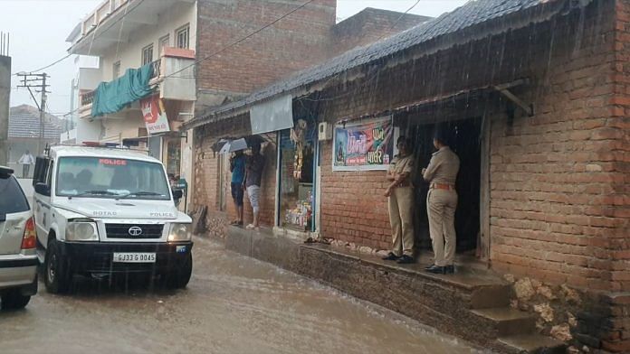 Police on patrol in Gujarat's Rojid, one of the villages affected by the hooch tragedy | Soniya Agrawal | ThePrint