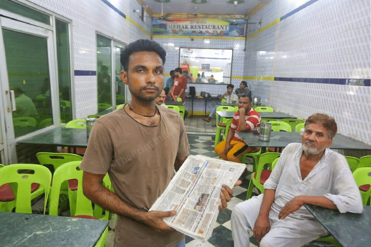 Mohammad Tabish at his father Talib Hussain's restaurant in Sambhal, Uttar Pradesh | Praveen Jain | ThePrint 