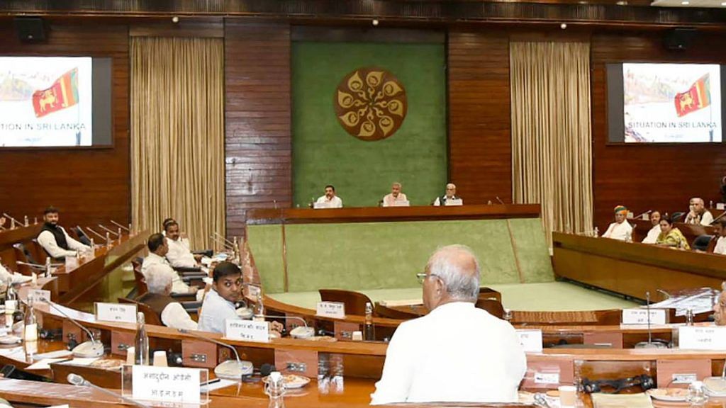 Union Minister of External Affairs Dr. S. Jaishankar, and the Minister of Fisheries, Animal Husbandry & Dairying Parshottam Rupala during the meeting with the floor leaders of political parties at Parliament in New Delhi Tuesday | ANI/PIB 