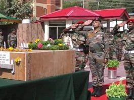 A wreath laying ceremony held at the headquarters, 10 Sector Rashtriya Rifles, Sunday, in honour of army dog Axel | Credit: Indian Army
