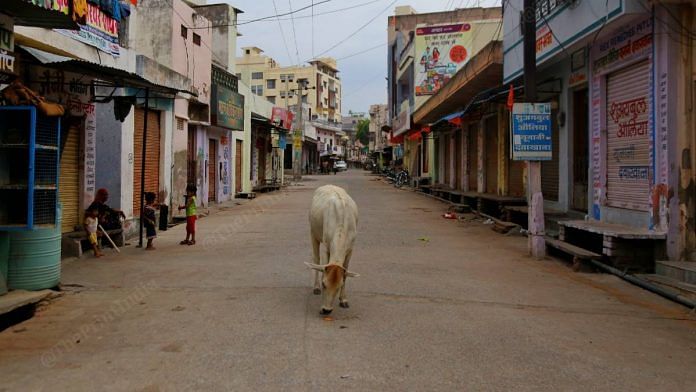 Deserted streets in Bhim as village is under curfew | Photo: Manisha Mondal | ThePrint