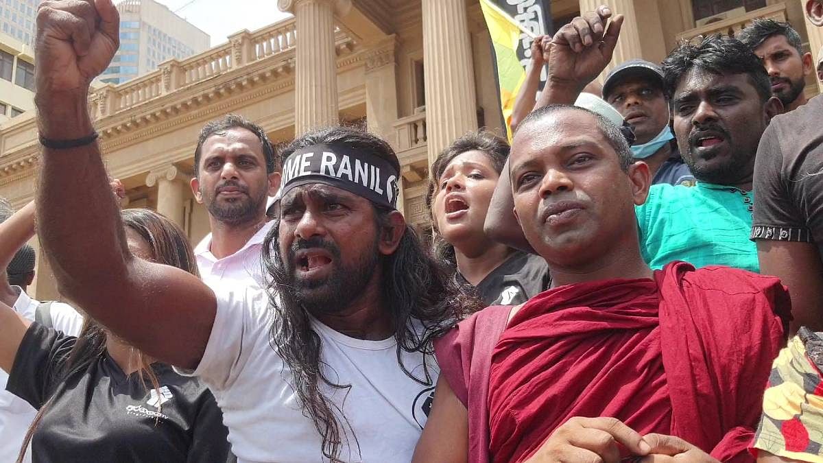 Protesters in Colombo on 20 July after Ranil Wickremesinghe was elected President by Parliament | Regina Mihindukulasuriya | ThePrint