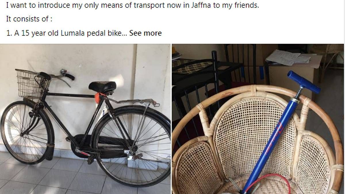 A Facebook post which talks of the dependence on bicycles in Jaffna