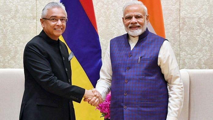File photo of Prime Minister Narendra Modi and his Mauritian counterpart Pravind Kumar Jugnauth in New Delhi | ANI