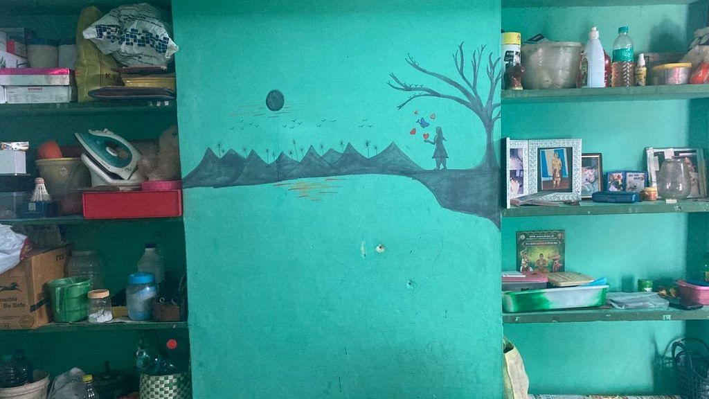 The Cuddalore student loved art and drew this mural in the family home in Virudhachalam | Vandana Menon | ThePrint “