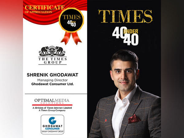 Shrenik Ghodawat conferred with 'Times 40 Under 40' award