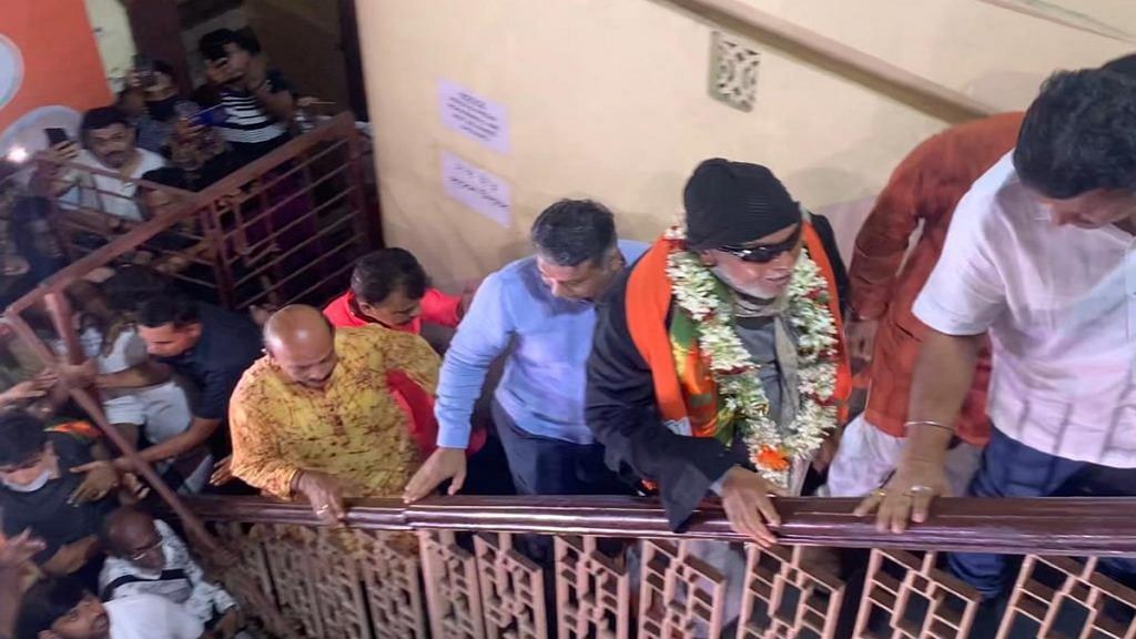 Mithun Chakraborty after greeting party workers at the BJP headquarters in Kolkata Monday | Sreyashi Dey | ThePrint