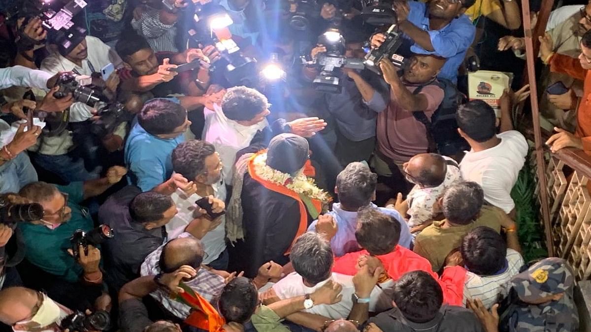 Mithun Chakraborty after greeting party workers at the BJP headquarters in Kolkata Monday | Sreyashi Dey | ThePrint