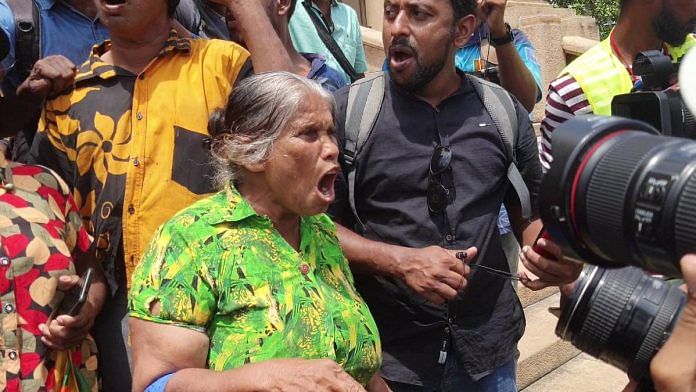 Protesters in Colombo react to Ranil Wickremesinghe's election as President on 20 July | Photo: Regina Mihindukulasuriya | ThePrint