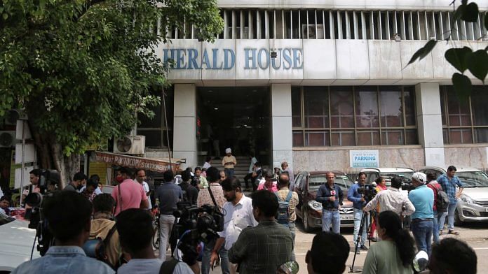 Enforcement Directorate raided the head office of Congress party-owned National Herald newspaper as part of an ongoing money laundering probe in New Delhi, on 2 August 2022 | Suraj Singh Bisht | ThePrint