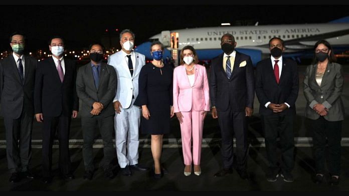 US House Speaker Nancy Pelosi with her delegation arrives in Taiwan, on 2 August 2022 | Twitter/@SpeakerPelosi