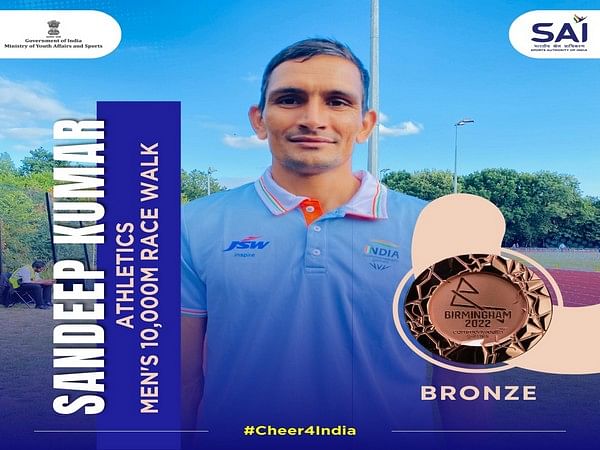 CWG 2022: Indian athlete Sandeep Kumar clinches bronze in men's 10,000 m race walk