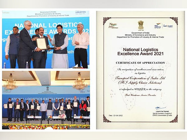 TCI Group wins India's First National Logistics Excellence Awards, by GOI in 2 categories - Best Warehouse Service Provider and Best Cold Chain Service Provider