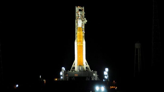 The Space Launch System (SLS) for Artemis Mission at the launch pad in Florida | Twitter | @NASA_SLS