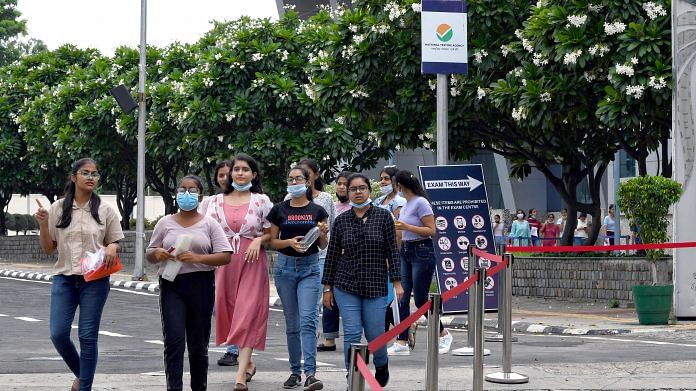 Candidates leave after appearing for the Common University Entrance Test Undergraduate examination, at Delhi University Sports Complex, in New Delhi on 15 July 2022 | ANI File Photo