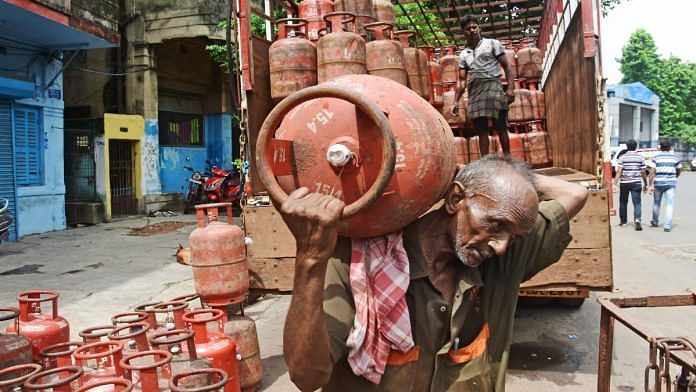 A truck laden with gas cylinders being unloaded in Kolkata | ANI