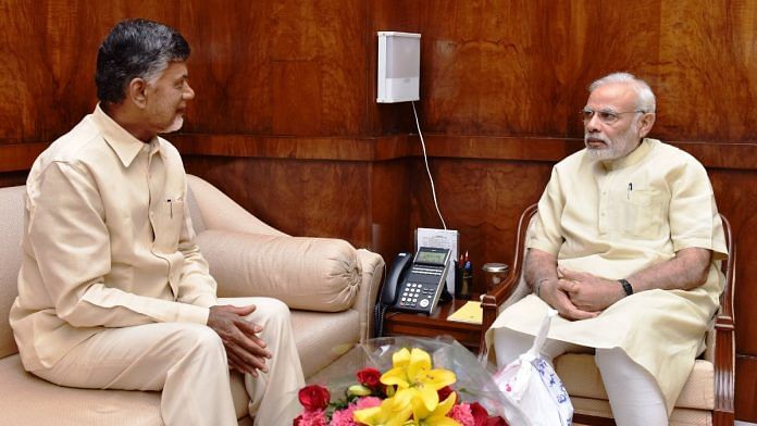 File photo of TPD chief Chandrababu Naidu with PM Narendra Modi | Twitter @ncbn