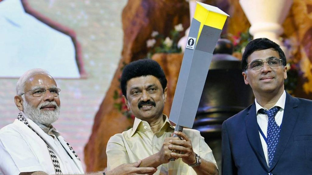 Prime Minister Narendra Modi and Tamil Nadu Chief Minister M.K. Stalin at the opening ceremony of the 44th Chess Olympiad | ANI Photo/PIB