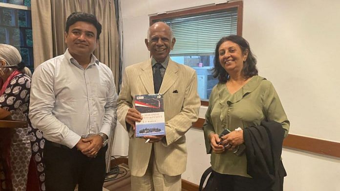 Author and former diplomat K.P. Fabian with the publishers of his book, 'The Arab Spring That Was and Wasn't' | Gaurvi Narang | ThePrint