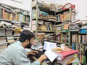 Syed Aatif Kazmi, Khaadim and a Islamic research scholar in his study room | Unnati Sharma | ThePrint