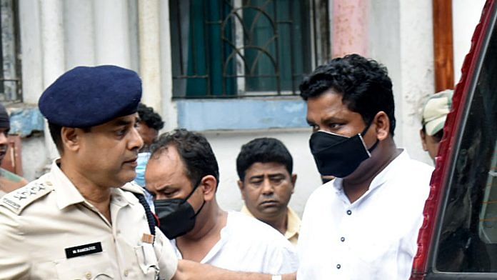 File photo of the three suspended Congress MLAs — Rajesh Kachchap, Irfan Ansari and Naman Bixal Kongari —- who were remanded in police custody in Howrah | ANI