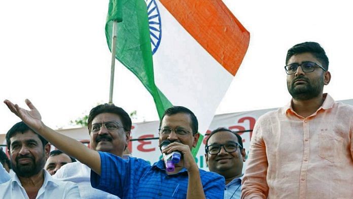 File photo of Delhi Chief Minister Arvind Kejriwal addressing a gathering in Gujarat | ANI
