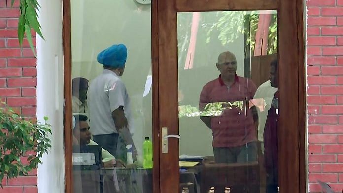 Delhi Deputy CM Manish Sisodia at his residence during the CBI raid Friday | ANI