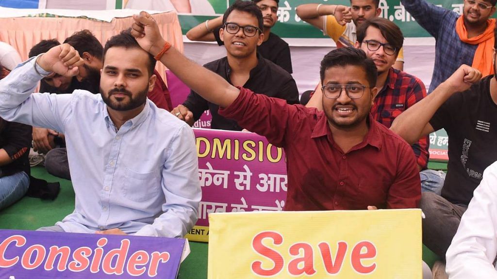 Students who returned from Ukraine organise a dharna at Delhi's Ramlila Maidan demanding enrolment in Indian medical courses | ANI