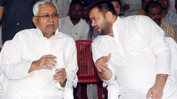 File photo of Bihar CM Nitish Kumar with former deputy Tejashwi Yadav | ANI