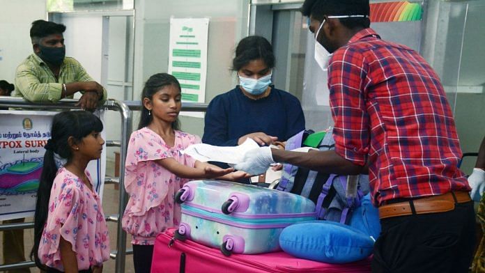 Passengers undergo monkeypox screening at the Chennai International Airport ANI file image