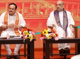 File image of BJP president J.P. Nadda and Union Home Minister Amit Shah (R) | ANI