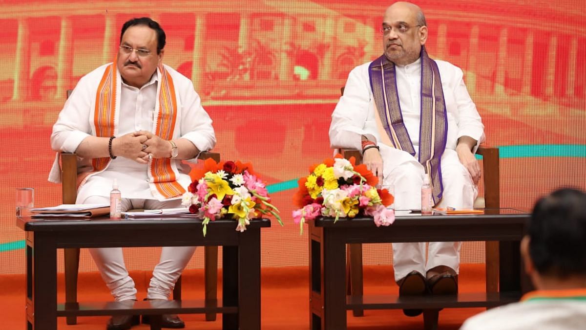 File image of BJP president J.P. Nadda and Union Home Minister Amit Shah (R) | ANI