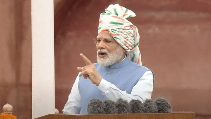 Prime Minister Narendra Modi delivers his Independence Day address from the Red Fort in New Delhi, on 15 August 2022 | Photo: Twitter /@ani_digital
