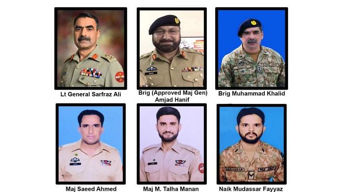 The six Pakistani military officials who died in the crash | Twitter/@OfficialDGISPR
