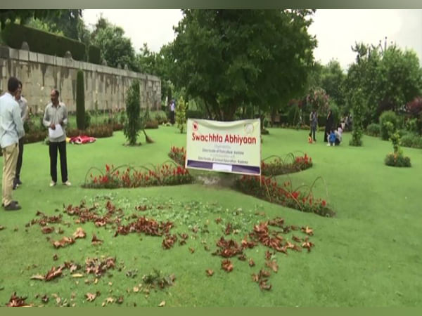 School girls take part in cleaning drive at Mughal gardens in J-K's Srinagar