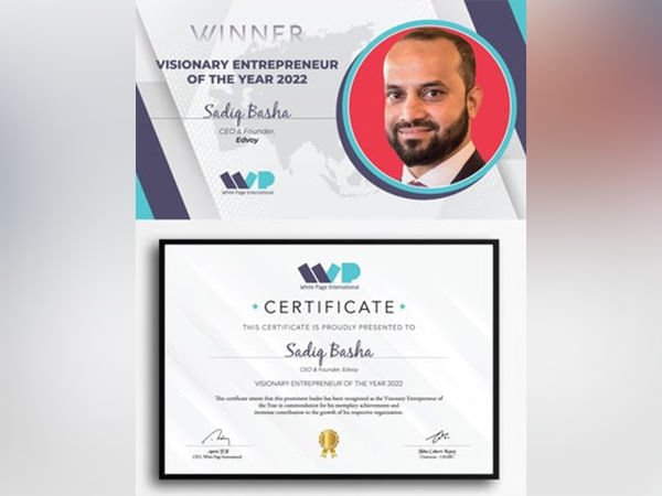 Edvoy CEO, Sadiq Basha, named Visionary Entrepreneur of the Year 2022 by WPI Edvoy CEO, Sadiq Basha, named Visionary Entrepreneur of the Year 2022 by WPI