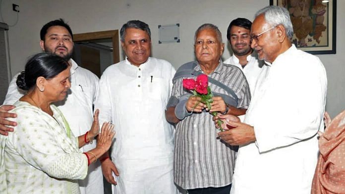 Lalu Prasad Yadav, with Bihar CM Nitish Kumar, wife Rabri Devi and sons Tejashwi and Tej Pratap. | ANI